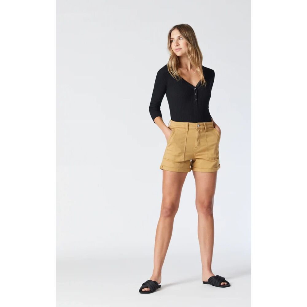 Mavi Sheena Hi Rise Curly Twill Straight Shorts Size 26 Dark Yellow Golden NWOT